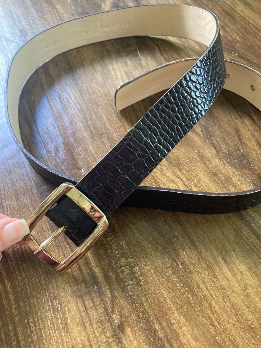 Banana Republic Brown Croc-Embossed Leather Belt with Gold Buckle Women’s Medium